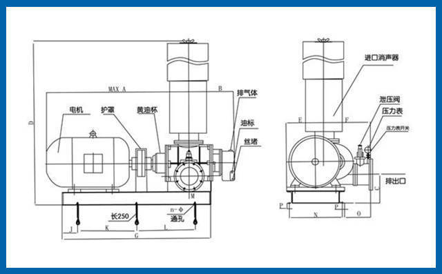 氣力輸送羅茨風機結構圖 氣力輸送羅茨風機結構圖
